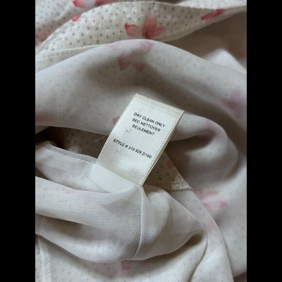 Rebecca Taylor Dress Medium V Neck Floral Pocket Metallic Polka Dot Ruffled Silk - Picture 9 of 10